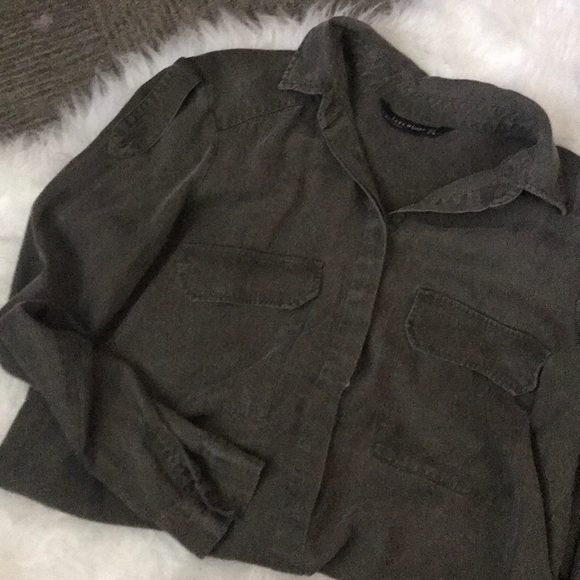 Zara Tops - ZARA Woman Military Green Button Up